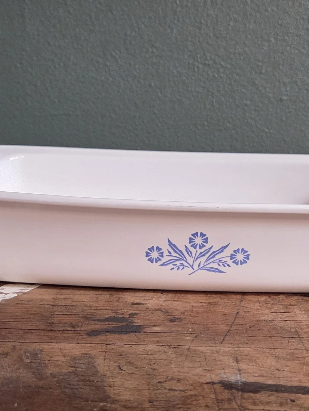 White Ceramic Baking Dish with Blue Floral Motif
